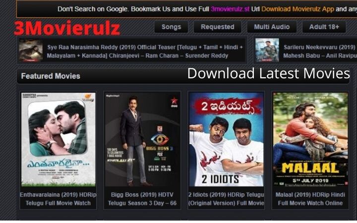 3Movierulz | Download Latest Tamil, Telugu, Hindi And Malayalam Movies For Free | Updated(2023)